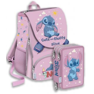Stitch Cute - School Pack - Zaino Estensibile + Astuccio 3 zip - Scuola 2025-2026