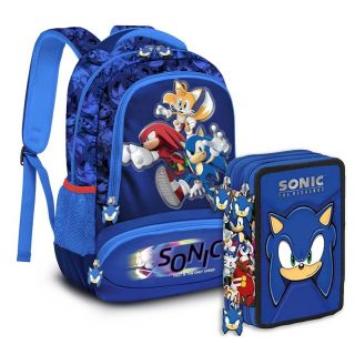 Sonic School Pack Zaino scuola + Astuccio 3 zip