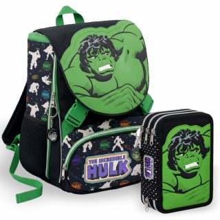 HULK - School Pack - Zaino Estensibile + Astuccio 3 zip